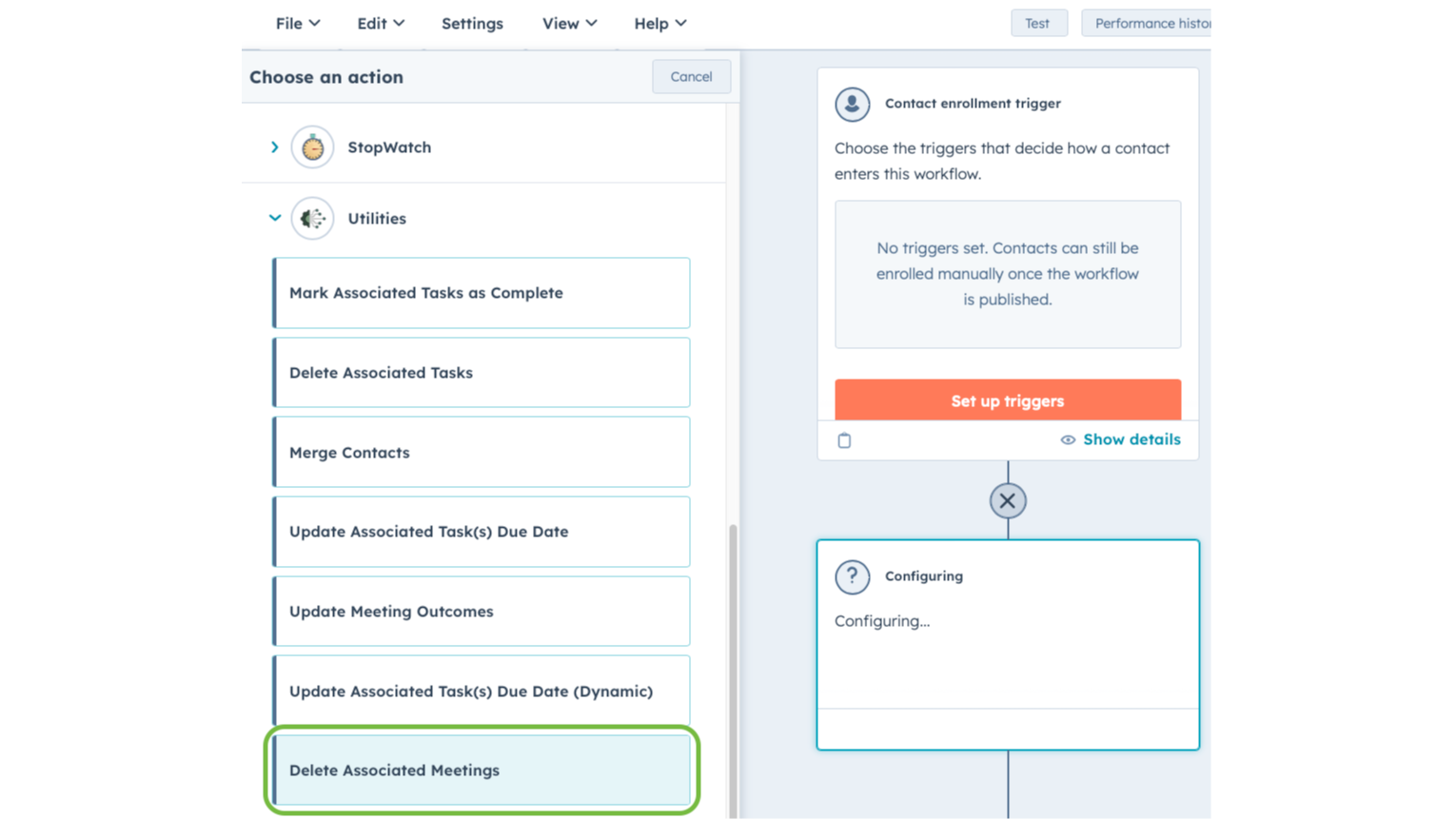 Utilities App's Custom Workflow Actions example screenshot